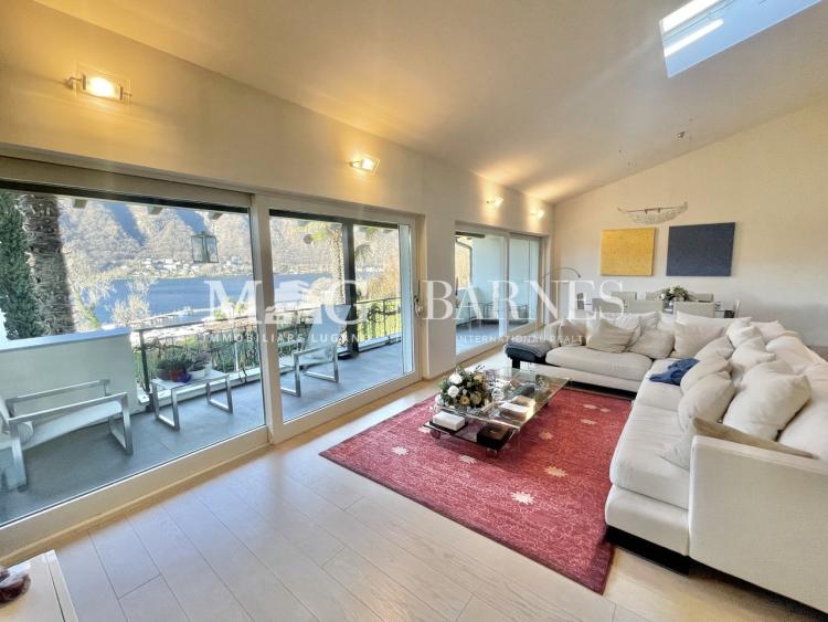 Morcote: 2,5-Zimmer-Dachgeschoss-Penthouse mit Blick auf den Luganersee
