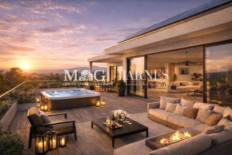 Collina d'Oro: Neugebautes Penthouse mit Panoramaterrasse