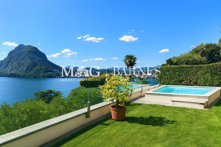 Lugano, Castagnola: Wohnung mit Seeblick, Schwimmbad und Garten
