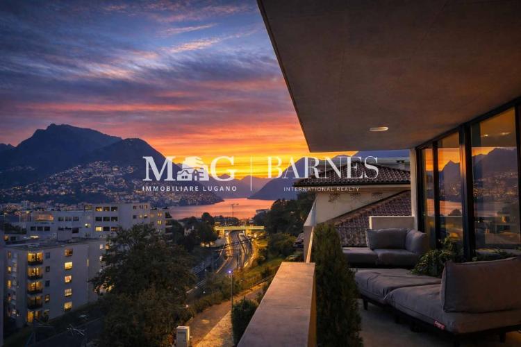 Lugano, Paradiso: 4.5-room modern semi penthouse with lake view terrace