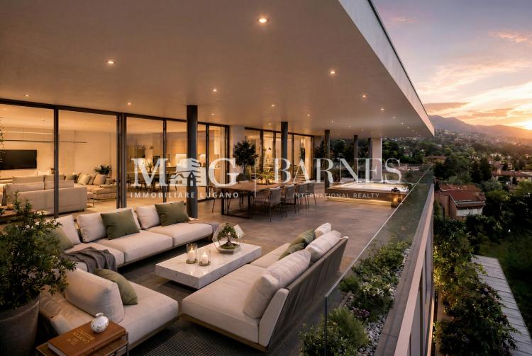 Collina d'Oro: Neugebautes Penthouse mit Panoramaterrasse