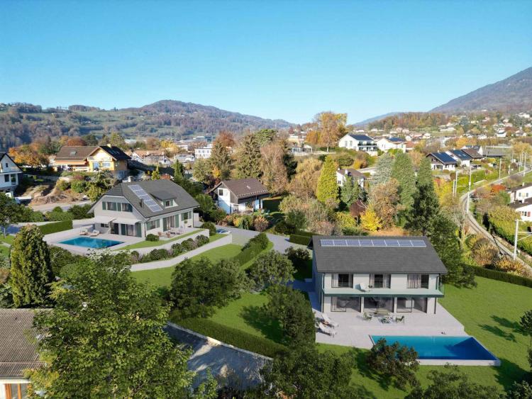 New detached villa with swimming pool, residential setting
