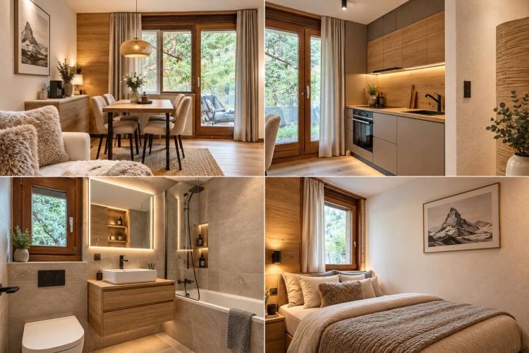 Zweizimmerwohnung in einem Nebengebäude in ruhiger Lage in Zermatt