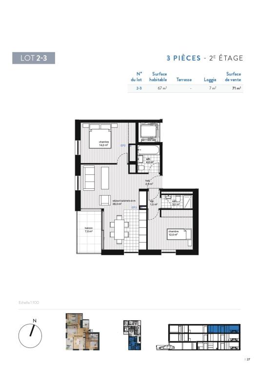 Clendy IV – 3 Zimmer im 2. Stock